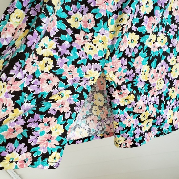 Vintage 80s Floral A-Line Skirt w/ side pockets - Picture 5 of 6